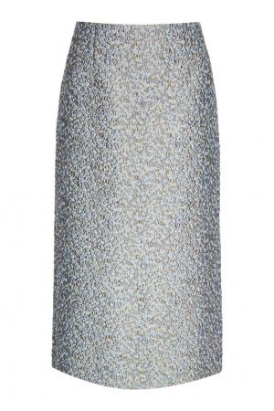 Жаккардовая юбка-карандаш Biryukov. Цвет: голубой