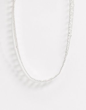 Двухуровневое массивное ожерелье с отделкой крестиками серебристого цвета -Серебряный Regal Rose