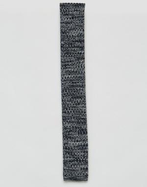 Трикотажный галстук с узором 7X. Цвет: темно-синий