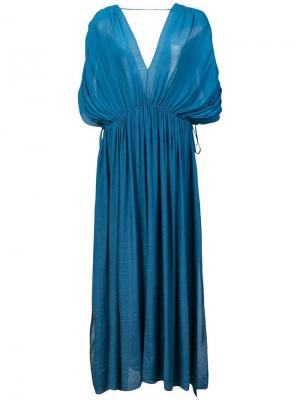 Платье с оборками Juan Carlos Obando. Цвет: синий