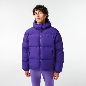 Верхняя одежда Мужская стеганая водоотталкивающая короткая куртка Lacoste. Цвет: фиолетовый