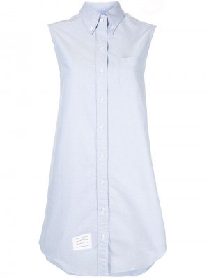 Короткое платье-рубашка Thom Browne. Цвет: синий