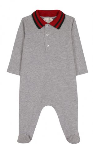 Хлопковая пижама с контрастным воротником Gucci. Цвет: серый