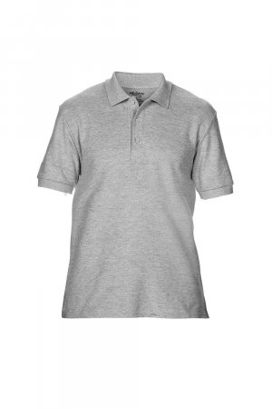 Хлопковая спортивная рубашка-поло с двойным пике премиум-класса , серый Gildan