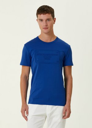 Спортивная синяя футболка с логотипом Dolce&Gabbana. Цвет: синий