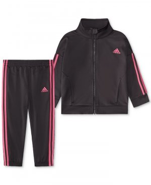 Трикотажная куртка и брюки Essential для маленьких девочек, комплект из 2 предметов adidas, черный Adidas