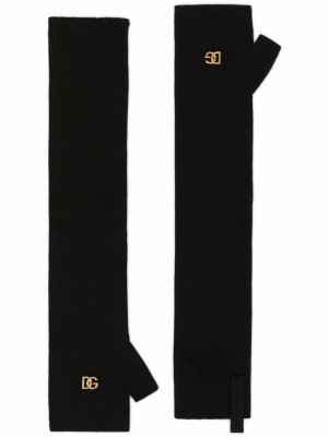 Шерстяные перчатки-митенки Dolce & Gabbana. Цвет: черный