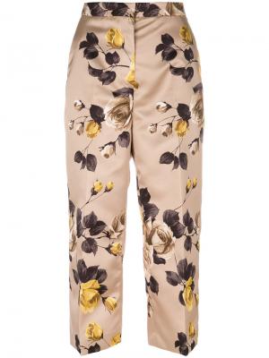 Укороченные брюки с цветочным принтом Rochas. Цвет: коричневый