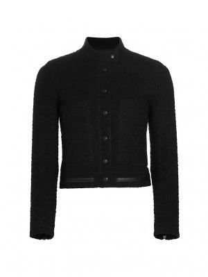 Укороченный пиджак из твида и кожи , черный Proenza Schouler
