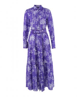 Платье изо льна MC2 Saint Barth. Цвет: фиолетовый+белый