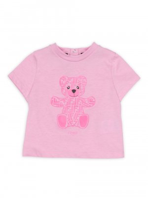 Футболка с изображением медведя FF для малышки девочки , розовый Fendi