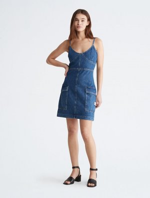 Универсальное джинсовое платье-майка, синий Calvin Klein