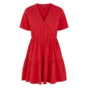 Платье PIECES. Цвет: красный