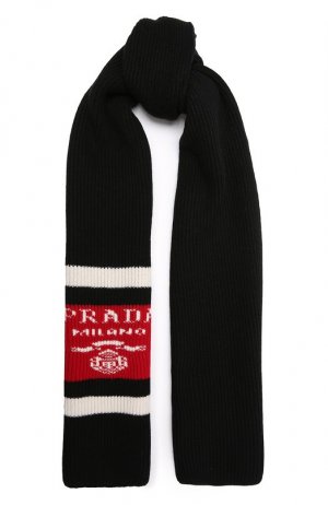 Кашемировый шарф Prada. Цвет: чёрный
