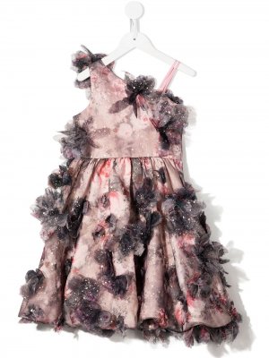 Платье миди Vera с цветочным принтом MARCHESA NOTTE MINI. Цвет: розовый