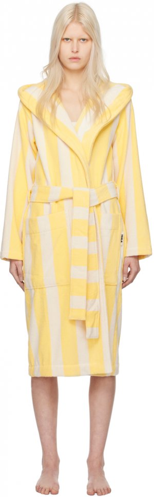 Желтый халат с капюшоном , цвет Yellow stripes Tekla