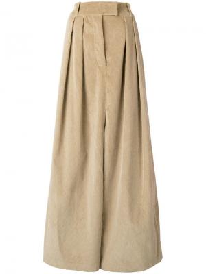 Вельветовая юбка с плиссировкой A.W.A.K.E. Mode. Цвет: бежевый