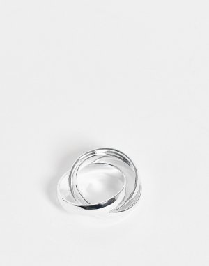 Серебристое кольцо с дизайном в виде сцепленных частей -Серебряный Topshop