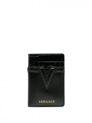Картхолдер с тисненым логотипом Versace. Цвет: черный