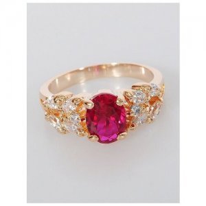 Кольцо помолвочное , корунд, размер 17, красный Lotus Jewelry. Цвет: красный