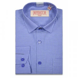 Школьная рубашка , размер 122-128, синий Imperator. Цвет: синий
