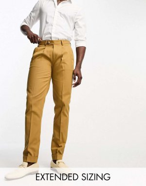 Табачно-коричневые узкие брюки чиносы из хлопкового твила премиум-класса Noak