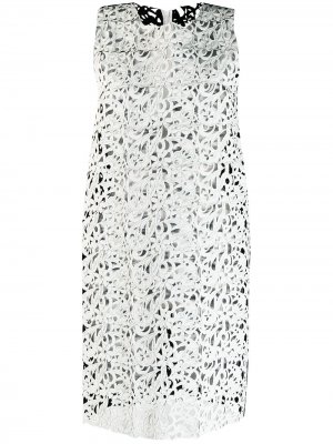 Кружевное короткое платье с цветочным узором Gianluca Capannolo. Цвет: белый