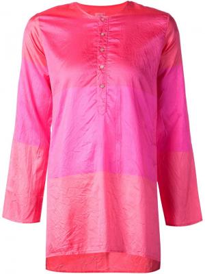 Рубашка в полоску с воротником хенли Dosa. Цвет: розовый и фиолетовый