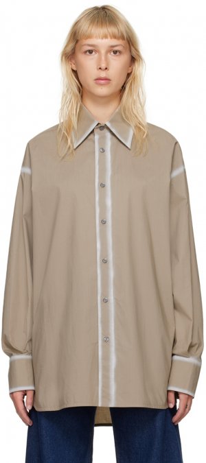 Серо-коричневая рубашка на пуговицах Mm6 Maison Margiela