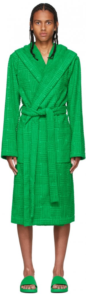 Зеленый банный халат Intrecciato Bottega Veneta