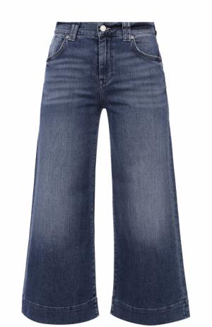 Укороченные широкие джинсы с потертостями 7 For All Mankind. Цвет: голубой