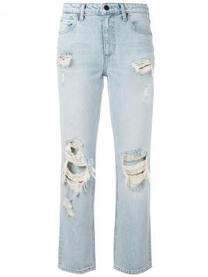 Прямые джинсы с рваными деталями Alexander Wang. Цвет: синий