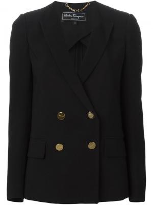 Двубортный пиджак Salvatore Ferragamo. Цвет: чёрный