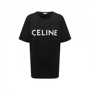 Хлопковая футболка Celine. Цвет: чёрный