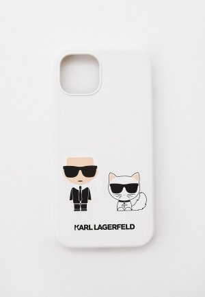 Чехол для iPhone Karl Lagerfeld 13, Liquid silicone & Choupette White. Цвет: белый