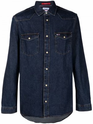 Джинсовая рубашка в стиле вестерн Tommy Jeans. Цвет: синий