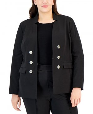 Искусственный двубортный пиджак больших размеров с понте Tahari ASL, черный Asl