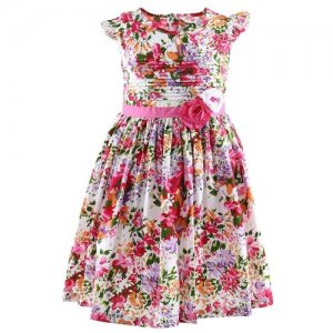 Платье , хлопок, нарядное, флористический принт, размер 4 года, розовый LP Collection. Цвет: розовый