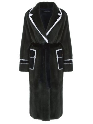 Пальто из меха норки SIMONETTA RAVIZZA. Цвет: зеленый