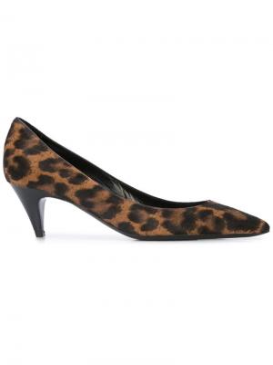 Туфли-лодочки с леопардовым принтом Saint Laurent. Цвет: коричневый