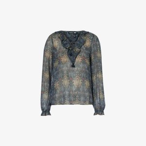 Шелковая блузка Ilara Morris & Co x PAIGE , цвет charcoal/ iced slate