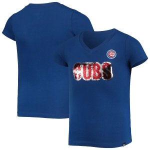 Молодежная футболка New Era Royal Chicago Cubs с блестками для девочек