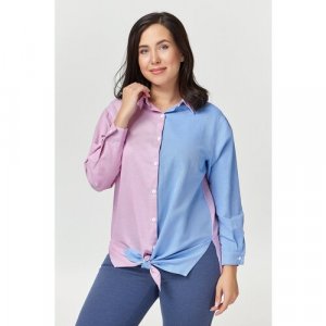 Рубашка , повседневный стиль, прямой силуэт, длинный рукав, однотонная, размер 52, розовый Olsi. Цвет: розовый/розовый-голубой