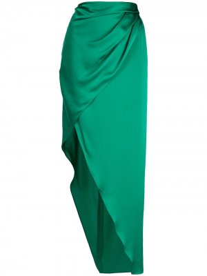 Шелковая юбка с запахом Michelle Mason. Цвет: зеленый