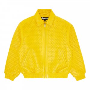Университетская тканая кожаная куртка , цвет Желтый Supreme
