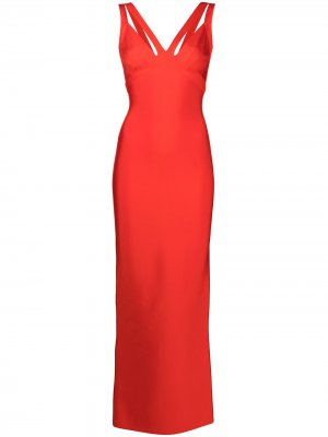 Вечернее платье с V-образным вырезом Herve L. Leroux. Цвет: оранжевый