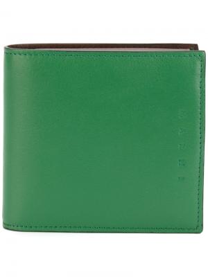 Классический бумажник Marni. Цвет: зелёный