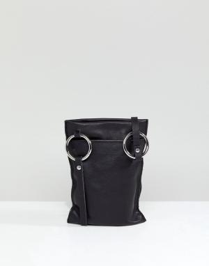 Кожаная сумка-кошелек Weekday. Цвет: черный