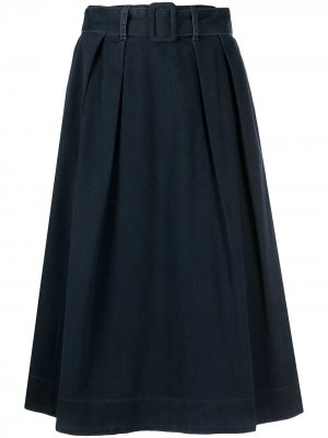 Джинсовая юбка с завышенной талией и поясом Tommy Hilfiger. Цвет: синий