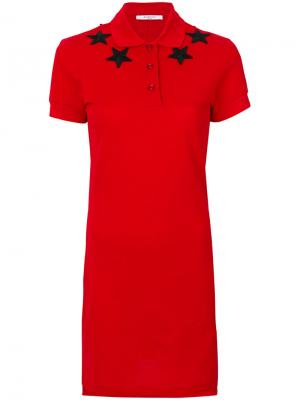 Платье-поло с нашивками в виде звезд Givenchy. Цвет: красный